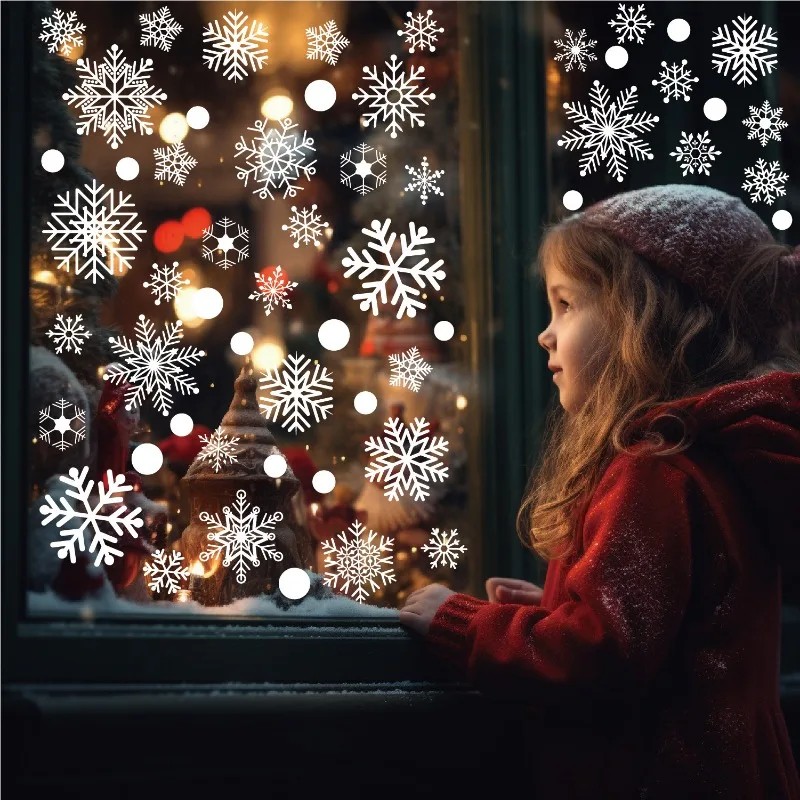 Snowflake Window Decal - Świąteczne naklejki na okna, płatki śniegu,