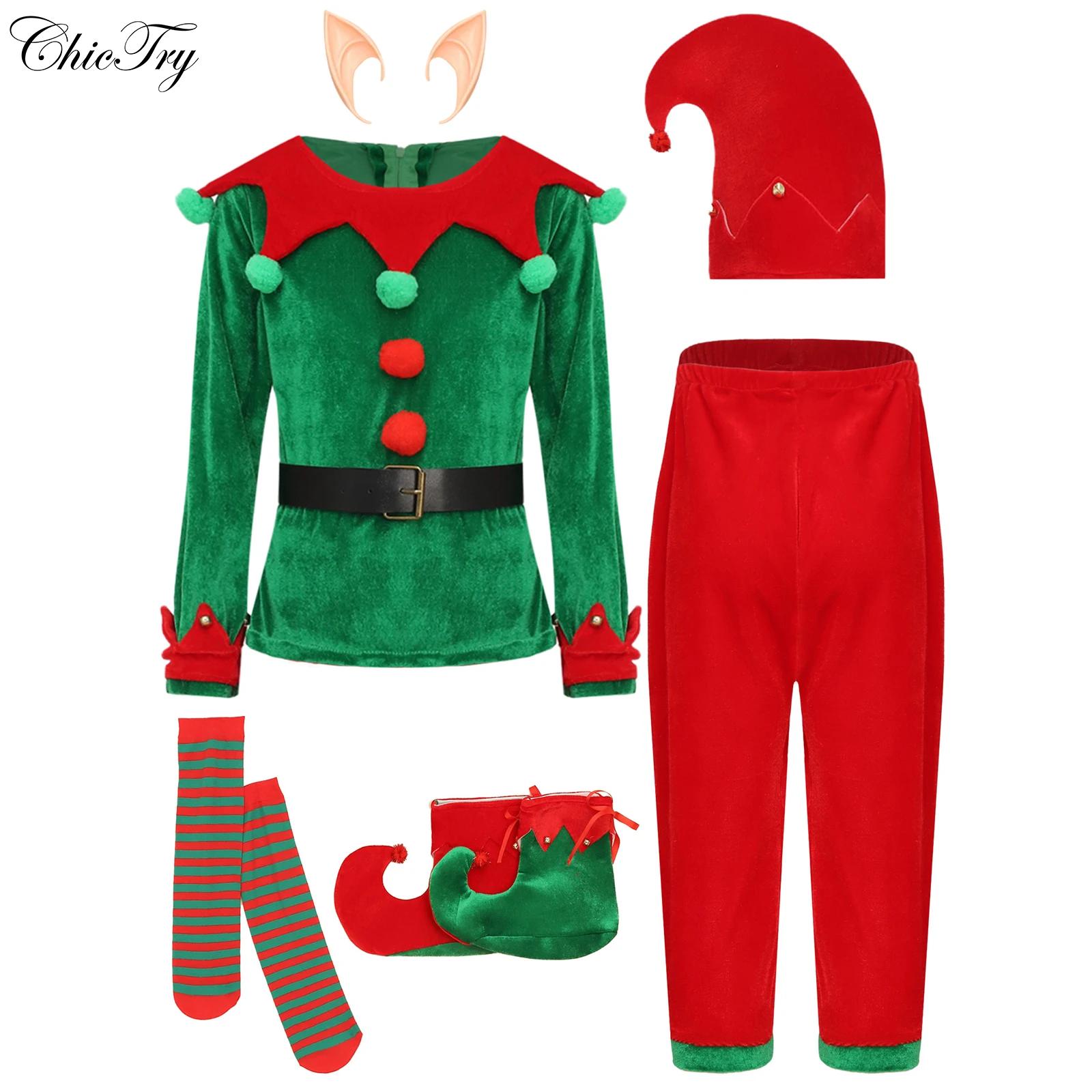 Elf Costume Christmas - Strój Świąteczny dla Dziewczynki Elfki, Zestaw