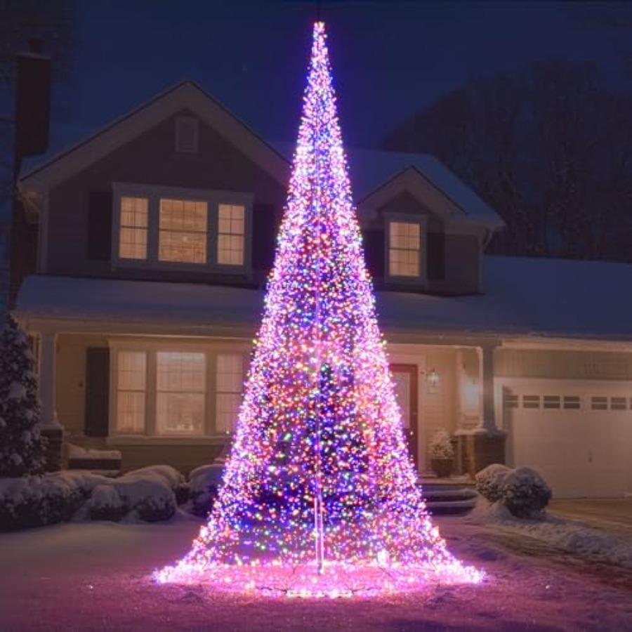 Christmas Lights Outdoor - Zewnętrzny maszt flagowy z choinką LED,