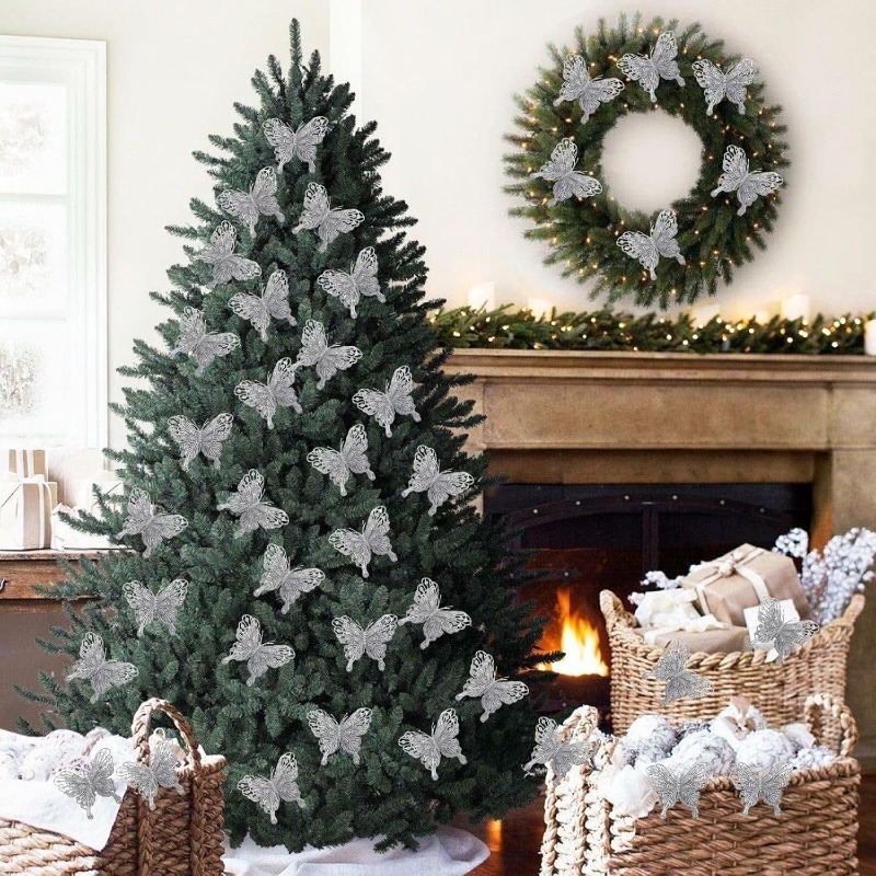 Srebrne brokatowe ażurowe spin – Christmas Wreath Fake recenzja i cena