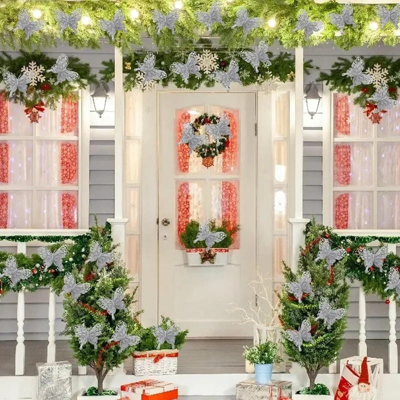 Srebrne brokatowe ażurowe spin – Christmas Wreath Fake recenzja i cena